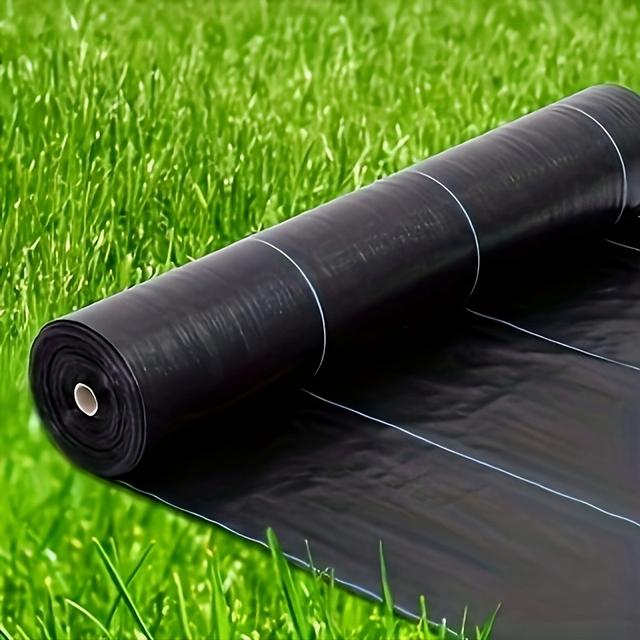 TEMU 4m X 25m Control Membrane Garden Barrier Fabric Heavy Duty For Landscaping Driveway Gravel Artificial Grass Lawn Gadern Patios Garden Flower Beds, Black Cover