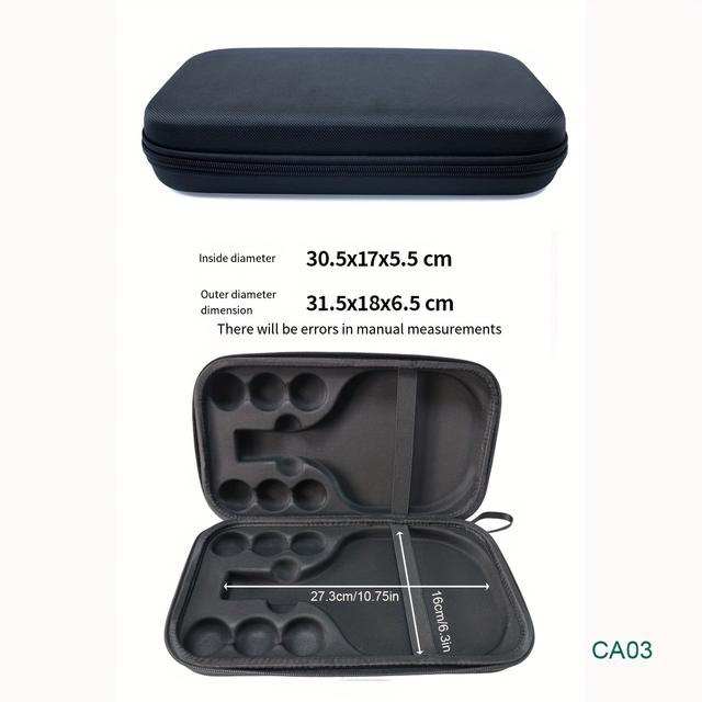 TEMU Estuche impermeable de capa de EVA negro para raqueta de tenis de mesa y accesorios