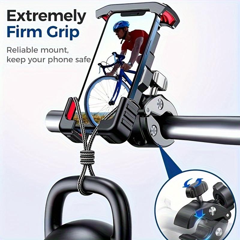 TEMU Shockproof Motorcycle Phone Mount, Silicone Material, Universal Handlebar Cell Phone Holder For Motorbike, Electric Bike, And Bicycle - & Adjustable Clamp For Vibration-free Stability