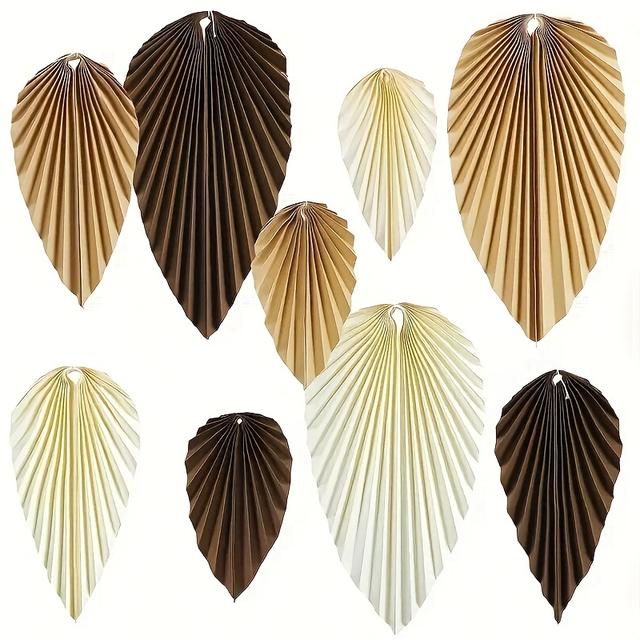 TEMU 9-teilige Bohemian Fächer & Blätter Partydekoration - & Weiß Papierbläser für Hochzeiten, Geburtstage, Partys - Mehrzweck Fächer & Blätter Shaker