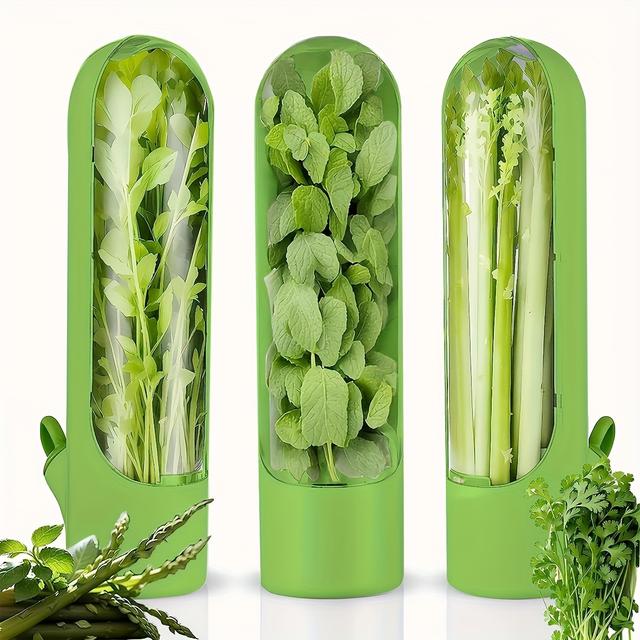TEMU 3pcs For Refrigerator - , , & For 2-3 - Reusable Vegetable Preservation Locking Lid - , Plastic Storage