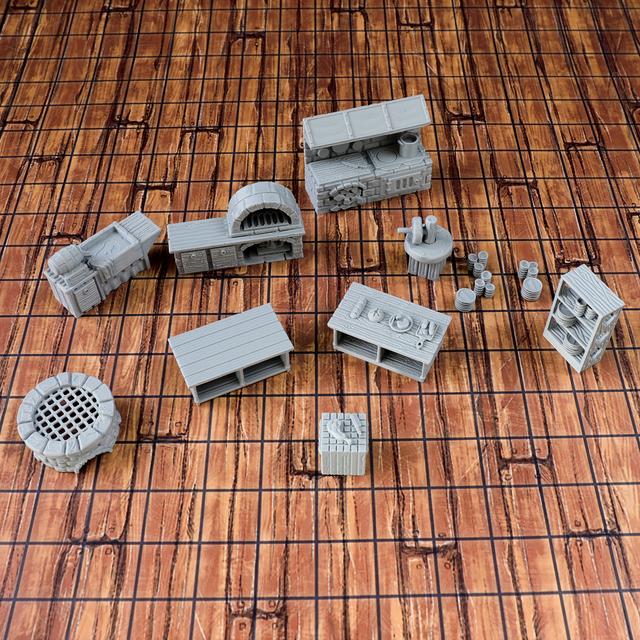 TEMU 28mm Medieval Kitchen Terrain Set For Tabletop Rpgs, Fantasy Role-playing Tools For