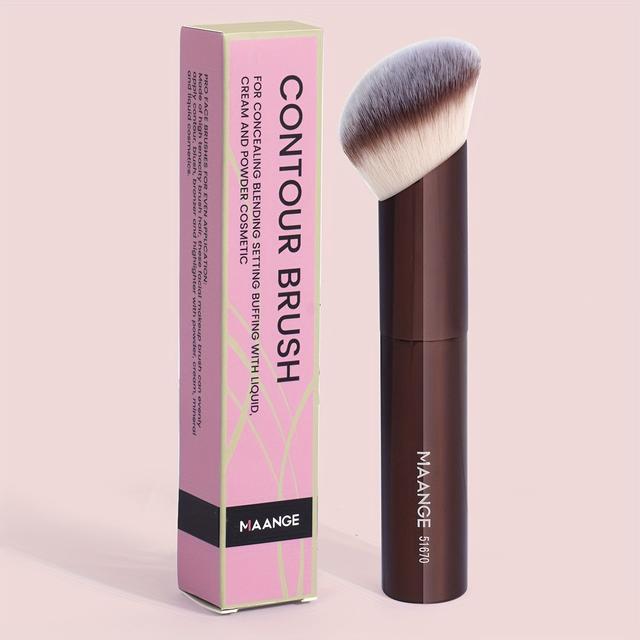 TEMU Maange Single Foundation Brush In A Paper Box, Angled Foundation Brush, Blush Brush, Concealer Brush, High-end Makeup Brush, Portable Version