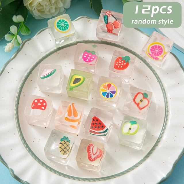 TEMU 12/24 st Mjuka Kawaii Fruktisbitar Klämleksaker - Festprank, Påsk/Halloween/ Presentpåsfyllning, Klassrumsbelöningar