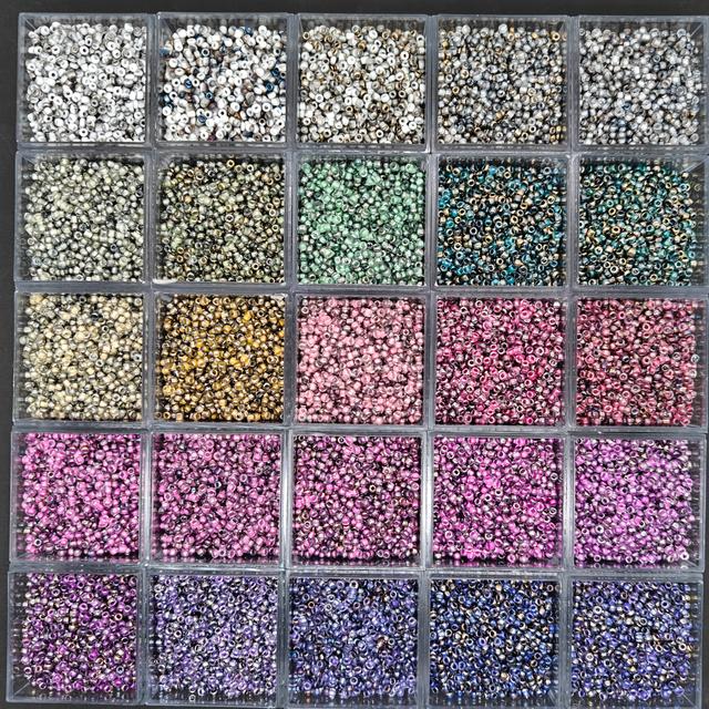 TEMU 25-color, 125g, 2mm Round Glass Beads, Round Beads - Round Colored Loose Beads, Suitable For Creative Diy Projects Such As Hand Chains, Necklaces, Waist Chains, Etc.