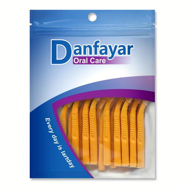 TEMU Danfayar 36pcs L-shaped Angled Interproximal Brushes For Cleaning Between Teeth, Disposable Dental Floss Picks, And Oral Hygiene Toothbrushes Designed For Teeth Cleaning.