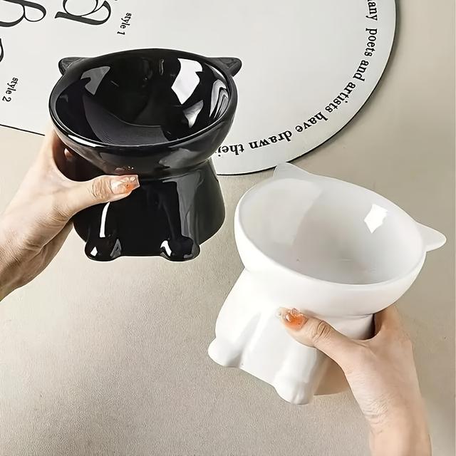 TEMU [anti-vomiting Cat Bowl] 1/2pcs Anti-vomiting Cat Bowl | Tilted Cat Tray, , Not Easy To , Pet Drinking Or Food Feeding Station, Suitable For Indoor Cats And Dogs, Dishwasher Safe