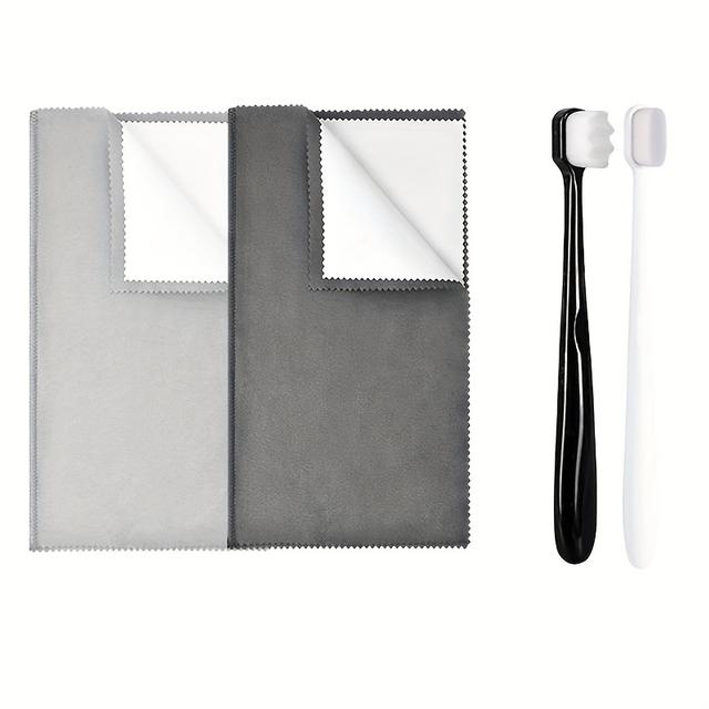 TEMU 4pcs Jewelry Cleaning Kit, Jewelry Cleaning Cloth, Premium Polishing Cloths And Brushes For Delicate Jewelry, Tarnish Remover For Silvery , Gift Set For Women Men, Great Gift Idea