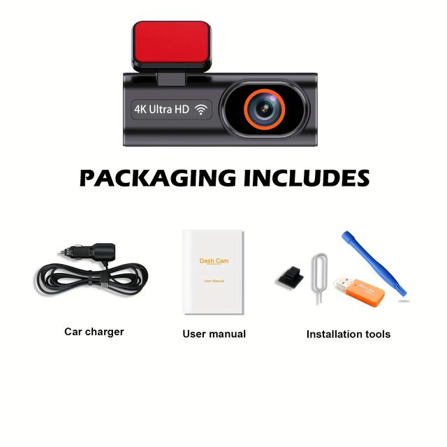 TEMU 4k Ultra Hd Vehicle Camera With A 170° Wide-angle Lens, Featuring Advanced Night Vision, For Emergency Locking, Loop Recording, And Wi-fi Connectivity Compatible With For All Car Types