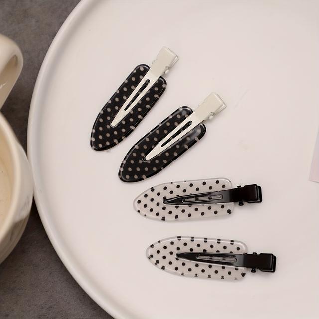 TEMU 4pcs Of Black And White Acetic Acid Hair Clips, Acrylic Duckbill Clips, Sweet Bangs And Loose Hair Clips.