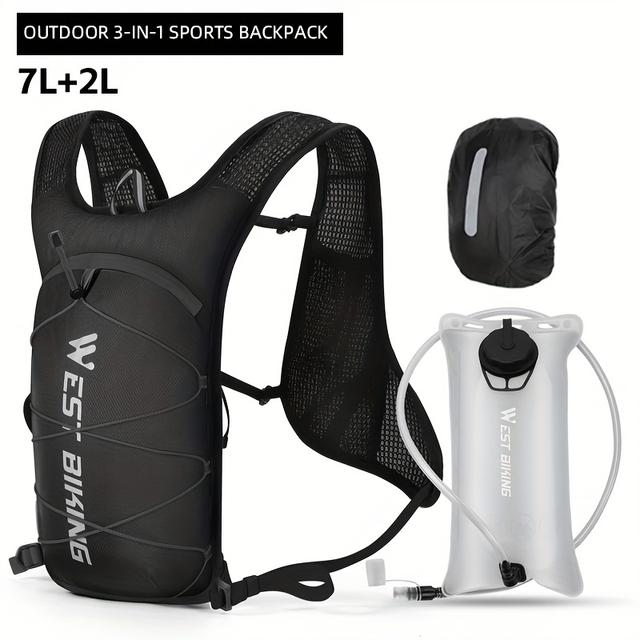 TEMU WEST BIKING Sac à Dos Hydratation Léger avec Poche d'Eau de 2L pour Cyclisme, Randonnée et Sports Extérieurs - Noir
