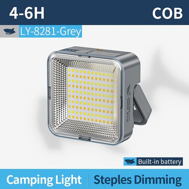 TEMU Smiling Shark Led Camping Lantern - Rechargeable Solar & Usb Powered, Portable Outdoor Hanging Light With Hook, Emergency Power Bank For Camping, Hiking &