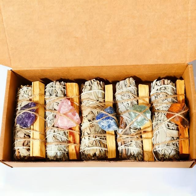 TEMU Kit de 5 Manojos de Natural y Madera para - a para Meditación, Limpieza y Relajación - Manojos de Plantas Aromáticas Secas para en el Hogar y Espiritualidad (Juego de Regalo)