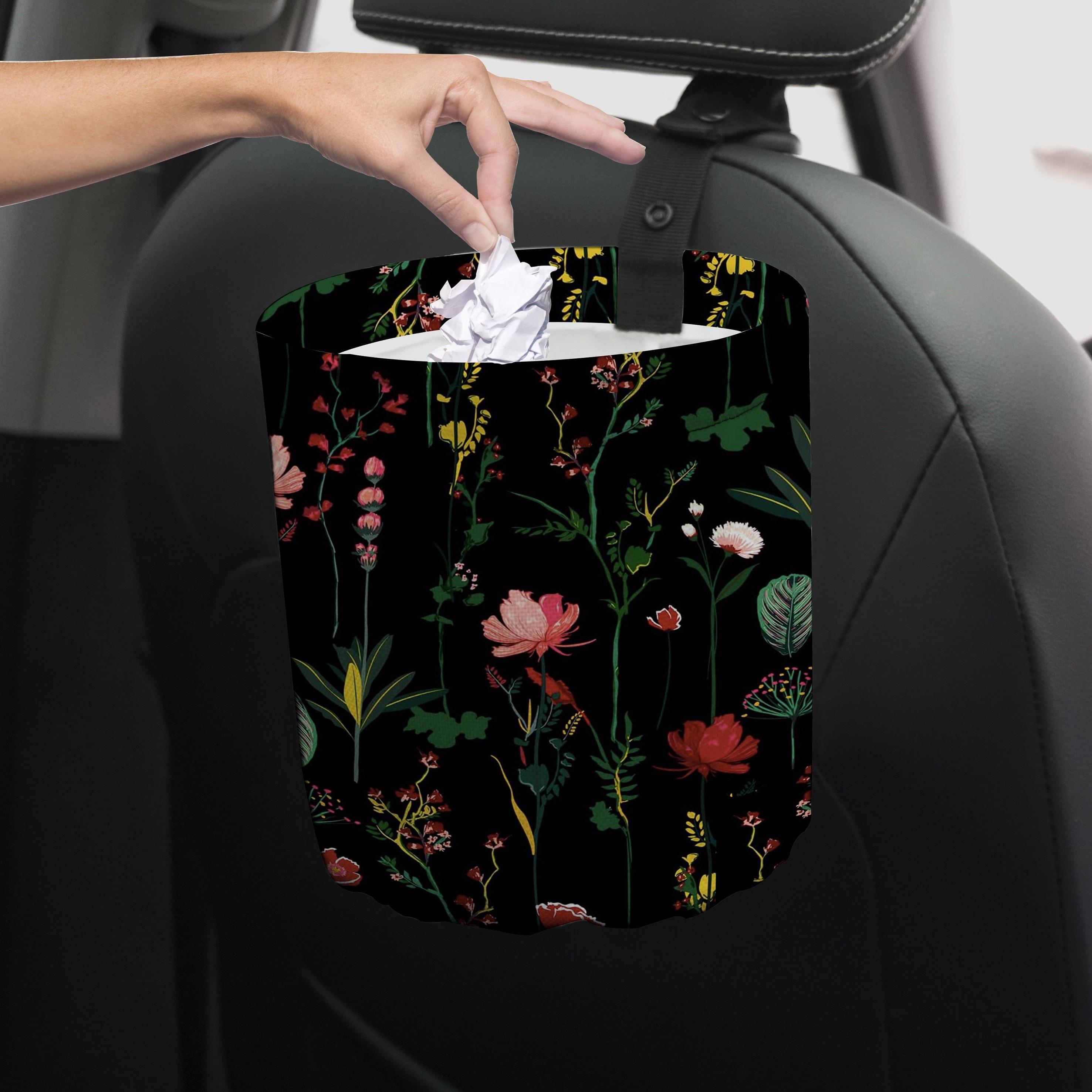 TEMU Papelera Plegable para Coche con Diseño de Pintura al Óleo Floral - Reutilizable, para Asientos Delanteros y Traseros, para Auto, Oficina, Accesorios de Almacenamiento en Casa
