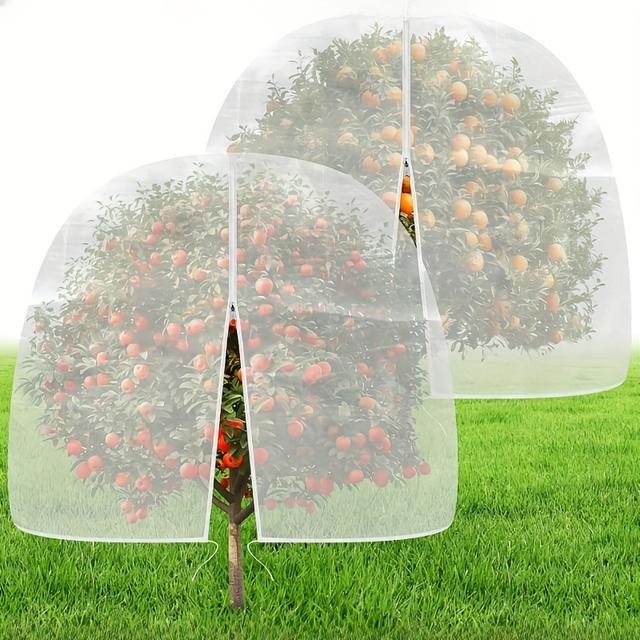 TEMU 1pc, 4 X 5ft Large Fruit Tree Garden Plant Protector Netting Covers With Zipper & Drawstring, Mesh Net Bags For Fruit Tree Blueberry Bush Tomato Flowers