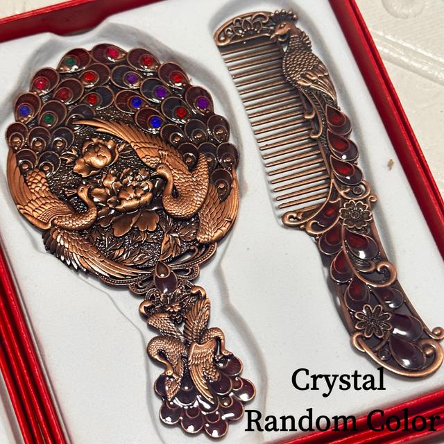 TEMU A , A Vintage Mirror And Comb Set, A -decorated Mirror And Hair Comb, A Portable Handheld Makeup Mirror Comb, A Creative Mirror And Comb Set, Suitable For Mother's Day And Christmas Gifts