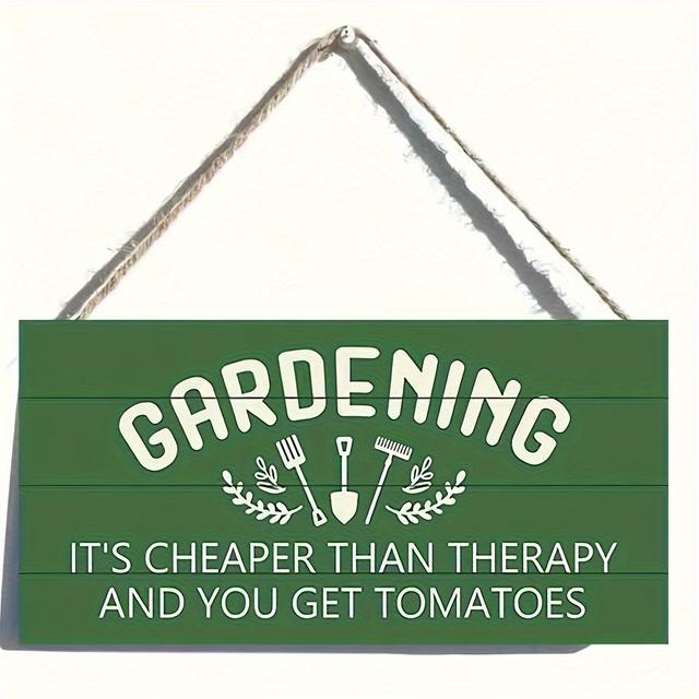 TEMU 1pc, Garden Sign Decoration, Gardening Cheaper Than And Tomatoes, Funny Outdoor Decor For Garden Backyard Patio Farmhouse, Potted Wooden Hanging Plaque, Garden Accessories