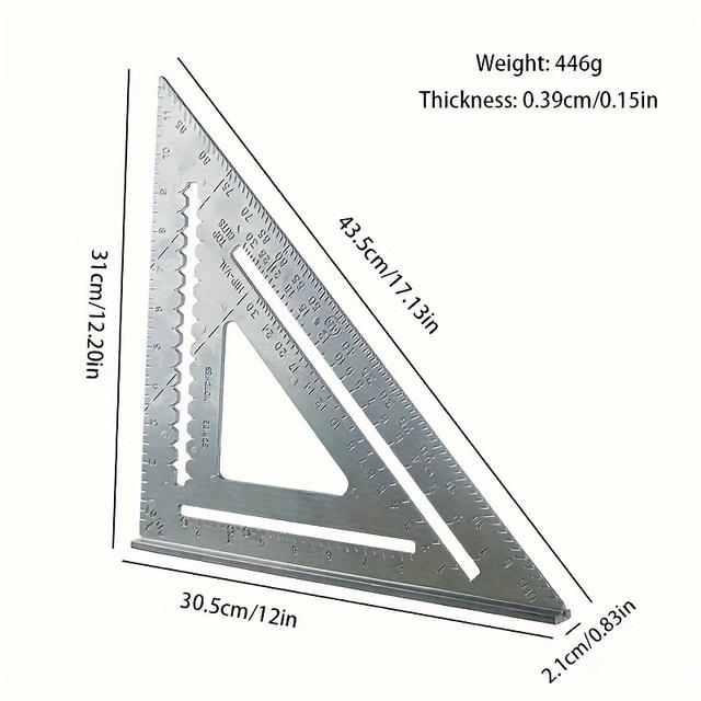 TEMU Reglas de de aluminio de 12 y 7 pulgadas, herramientas de medición de de de precisión, herramientas multifuncionales de carpintería de recto