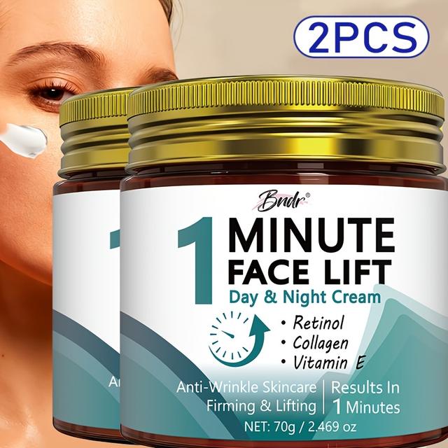 TEMU Zwei Stück One-Minute Gesichtscreme, angereichert mit Kollagen, Vitamin E und Niacinamid. Es strafft, glättet und spendet Feuchtigkeit, geeignet für den Tag und die Nacht.