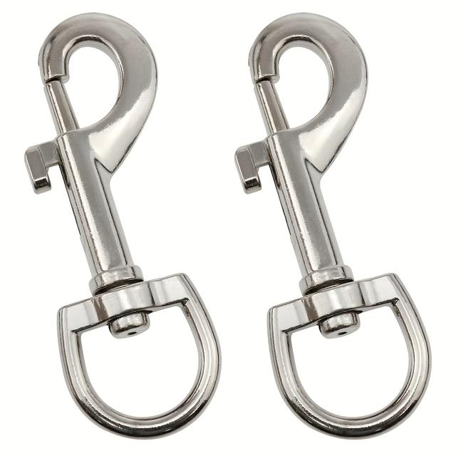 TEMU 2pcs Stainless Steel Swivel Snap Hooks - 81mm Aperture 20mm, Single-ended Rotating Eye Bolt Clips For Keychains, Lifting, Outdoor Activities, Secure Locking & Corrosion-resistant