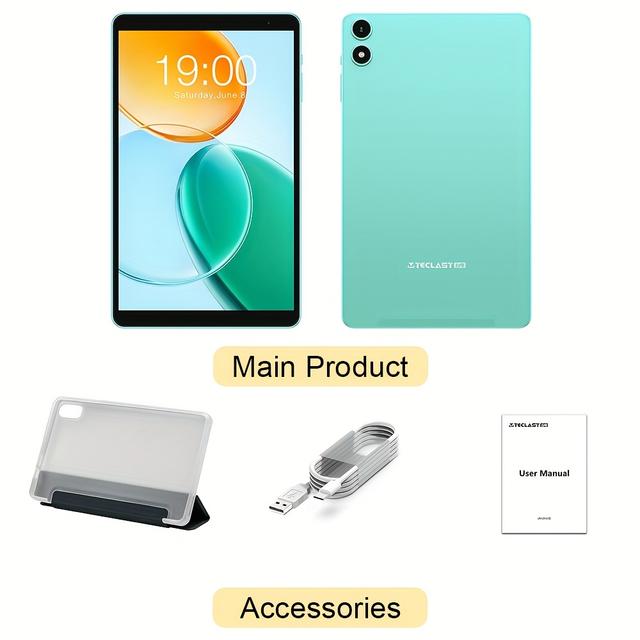 TEMU Teclast P85 Tablet 8-inch Ips, Five-core A333 3gb+6gb Extension 64gb Storage, 15 System, Type-c Charging 1 Hand Mastery, Wi-fi 6 2.4g+5g, Thin & Light Mint Green