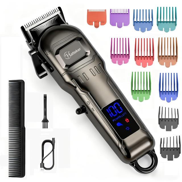 TEMU Hatteker Led Screen Hair Trimmer Professional Hair Clipper For Adults Shaver