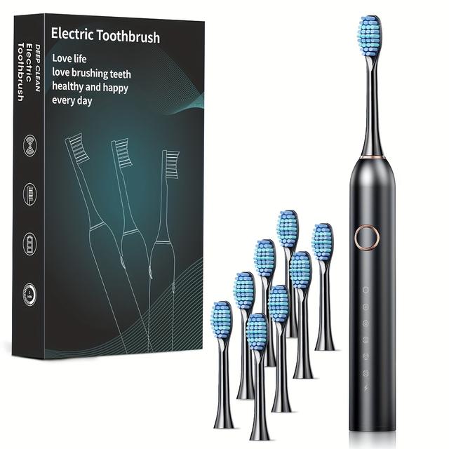 TEMU Smart Fully Automatic Electric Toothbrush For Adults, Unisex Soft Bristles With 6 Vibration Frequencies Cleaning Mode Usb Charging Deep Teeth Cleaner