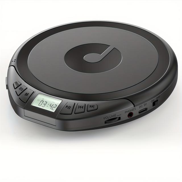 TEMU Portable Cd Player With Headphones, Hifi Sound, Anti-skip & Lcd Display For Home/car (black)