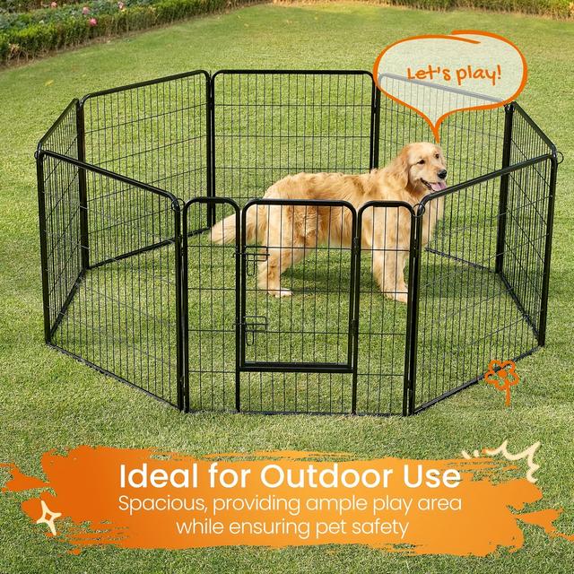 TEMU Dog Playpen, Diy Dog Fence, 8 Panels, -inch Tall, 2 L-shaped Locks, Dog Play Pen For Indoor And Outdoor, Dogs, Rabbits, Chickens,