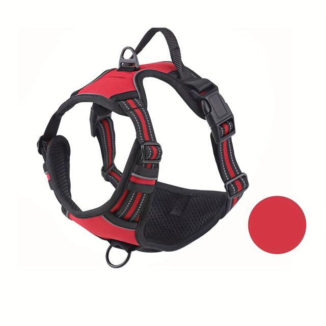 TEMU 1 db húzásmentes kisállat hám, melyet a fulladás megelőzésére terveztek, könnyű vezérlő fogantyúval, állítható puha párnázással és fényvisszaverő elemekkel