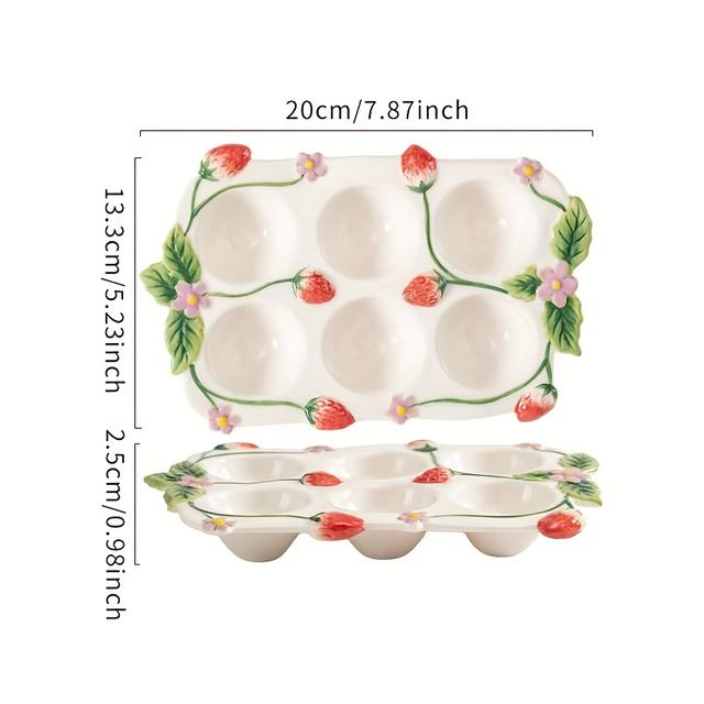 TEMU Underglaze Ceramic Kitchen Seasoning Dish, Egg Holder & Baking Grinder - Novelty Tableware
