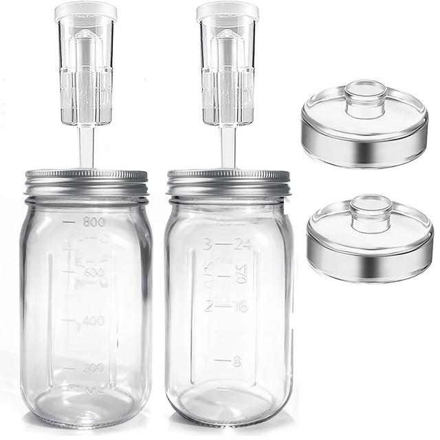 TEMU 32oz Glas Mason Fermentiergläser Set mit 2 Griffen, 2er-Pack für Kimchi, Gurken, Sauerkraut, Gemüsevergärung, Robustes Mason Jar mit Messskala, Ideal für die Hausverarbeitung