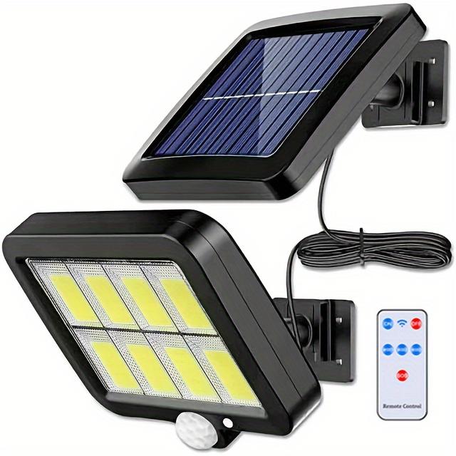 TEMU 160cob Solar-powered Outdoor With Motion Sensor -, Matte Metal , , 3 Lighting , Remote Control Included - Garden, Garage, Pathway