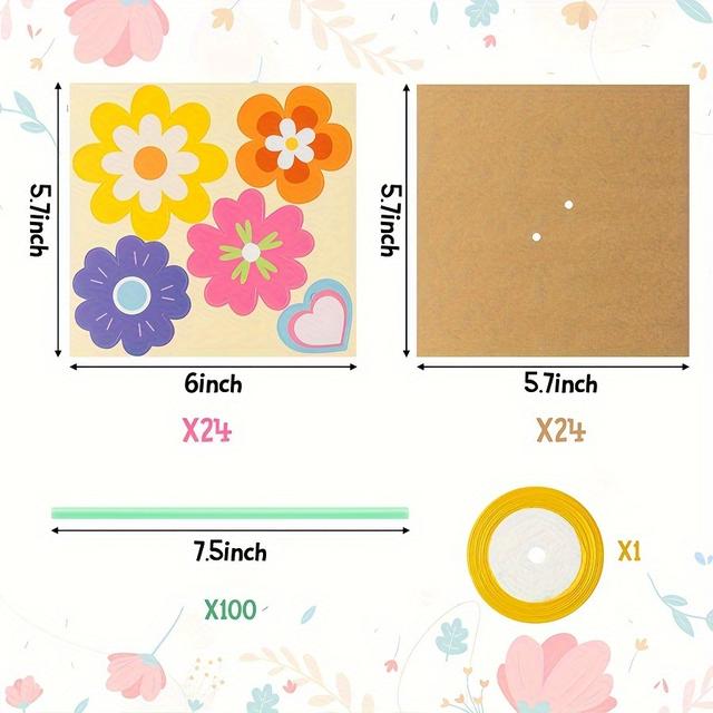 TEMU 24pcs, Flower Bouquet Craft Kit - Day Flower Bouquet Craft Make Your Own Flower Bouquet Teacher Appreciation Week Diy Gift Craft School Classroom Home Fun Activities
