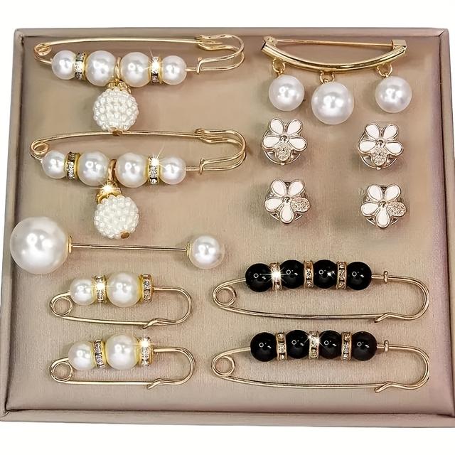 TEMU Набір із 12 стильних шпильок із пряжкою для регулювання талії та брошкою-голкою, що не відблискують