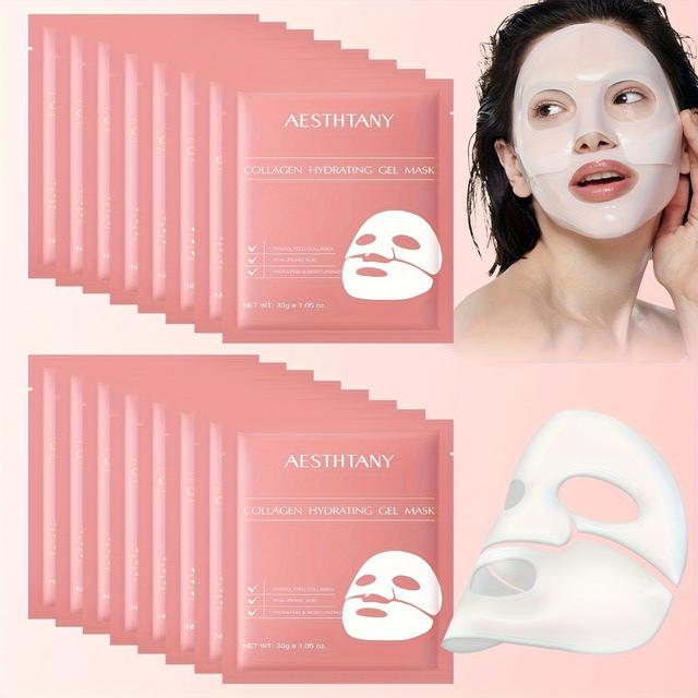 TEMU 16pcs Of Bio-collagen Hydrating Gel Mask Set, Moisturizing And Nourishing, Making Look Hydrated And Delicate, Saying , Loose And Skin, Suitable For All Light Beige, Christmas Gift, Mini Gift Bulk