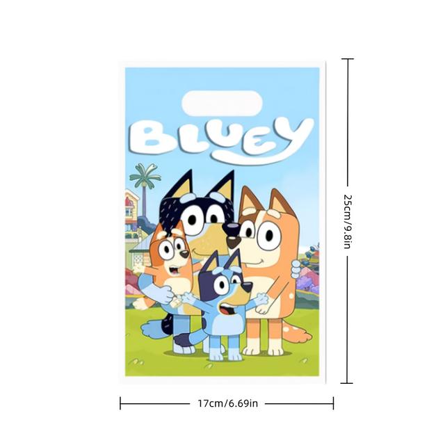 TEMU Gift For Her/him 10pcs Party Hand-carry Gift Bag | Blue Birthday Party Decoration, Cartoon Dog Party Supplies, Plastic Material With Handle