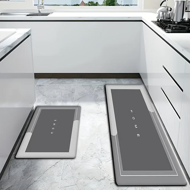 TEMU 2 Kitchen Mat - Non-slip, Quick-drying, Durable Polyester , Perfect For Bathrooms And Living Rooms