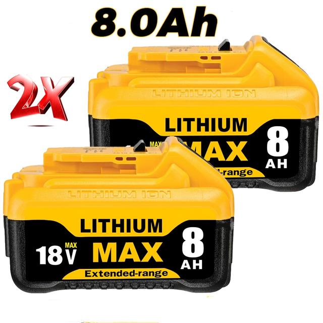 TEMU Kompatybilne z akumulatorami DeWalt 18 V, 2 sztuki 18V 8.0Ah Li-ion Slide do narzędzi elektrycznych XR z wyświetlaczem LED