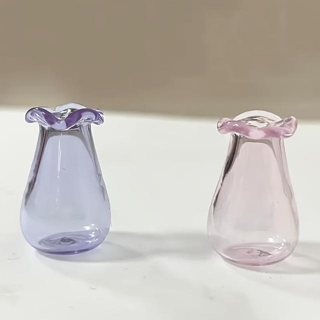 TEMU 2pcs Mini Vases - Glass, Classic Horn Shape, No Battery Needed, Holding Cat Or Small Flowers, Decorative Mini Vase | Whimsical Decor | Glass Construction, Cat Accessories