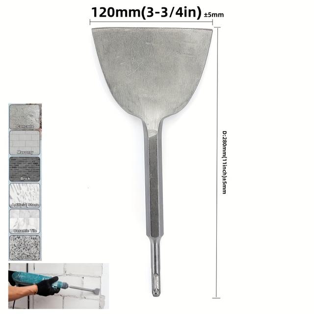 TEMU Round Shank Large Chisel Pick 17x280x120mm, Widened Ultra-thin Extended Flat Trowel For Cement Grooving And Wall/tile Grout Scraping With Putty Knife