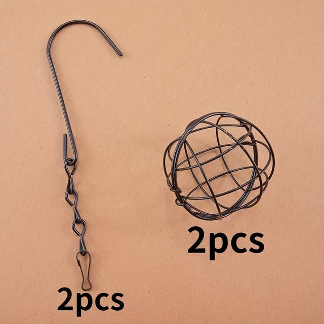 TEMU 4pcs Automatic Bird Feeder | Hanging Design With And 2 Cages, Durable Iron Outdoor Bird Cage Feeder, No Battery Required, Ideal For Courtyard Bird-watching And Garden Birds