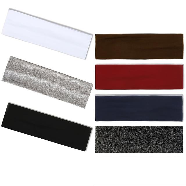 TEMU 7pcs/set Women's Elastic Sports Headband, Solid Color Yoga Headband, Wide Non-slip Hair Band, Moisture Wicking Hair Additions, Suitable For Sports And Fashion Use Daily Wear