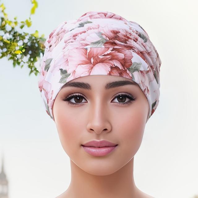 TEMU Vysoce elastická potištěná plavecká čepice, měkká a prodyšná, rychleschnoucí a pohodlná pokrývka hlavy pro dámskou plaveckou čepici, ideální pro plavání, surfování a vodní sporty
