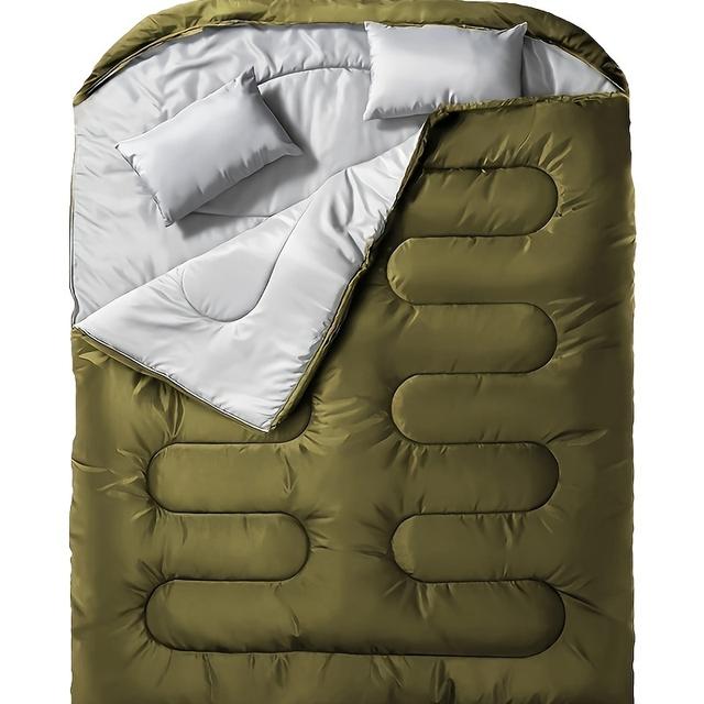 TEMU Outdoor Camping Schlafsack mit Kissen, XL Großes Doppelbett, geeignet für dickes Camping, Wandern Rucksacktouren im Winter