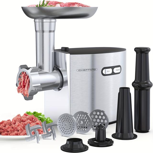 TEMU For Home Kitchen Use, Meat Grinder, Stainless Steel, Etl Approved Heavy Duty Meat Mincer Machine With 2 , 3 Plates, Sausage Stuffer Tube & Kit, For Gift