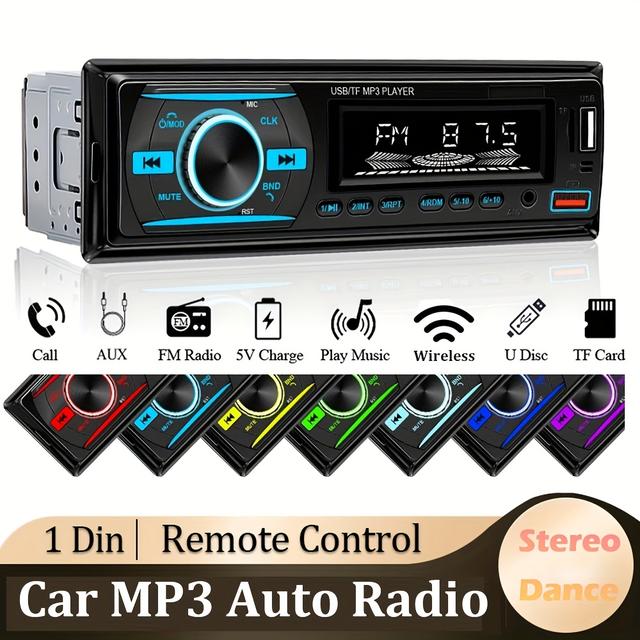 TEMU Car Radio Digital Stereo Mp3 Player Fm Radio 60w*4 Audio Music Aux/usb/tf Card 1 Din In Dash Kit, Without Battery