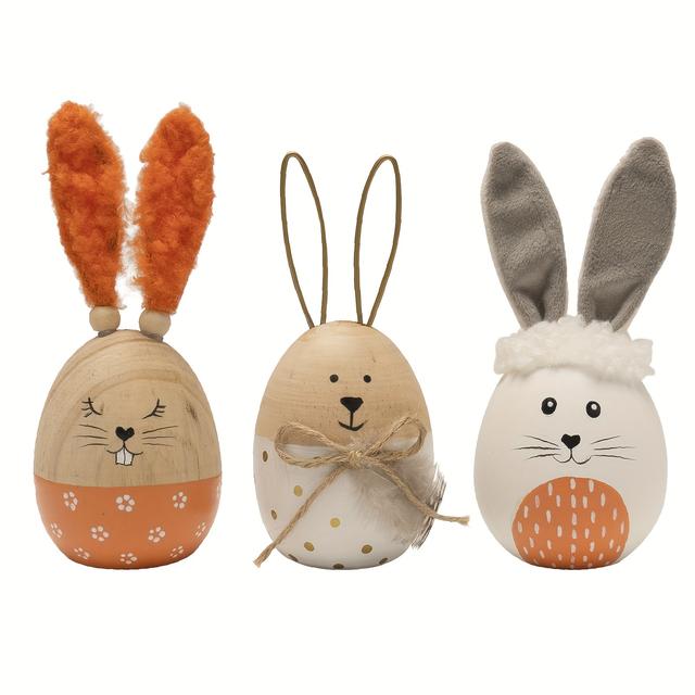 TEMU Easter , Wooden Decorative Easter Bunny Eggs Figurine, Indoor Spring Table Centerpieces Shelf Fireplace Mantel Desk Tiered Tray Decorations For Home