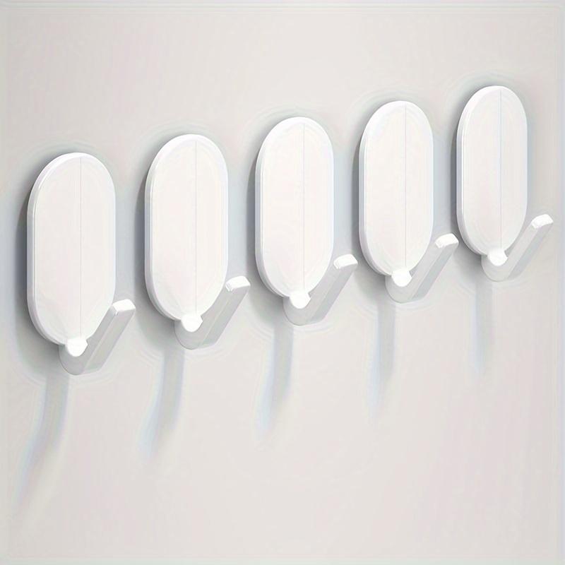 TEMU 5pcs Heavy-duty Adhesive Hooks, No Drilling Needed, Ideal For Bathroom And Toilet, Effortlessly Hang Towels On Walls Or Doors, Leaves No Behind
