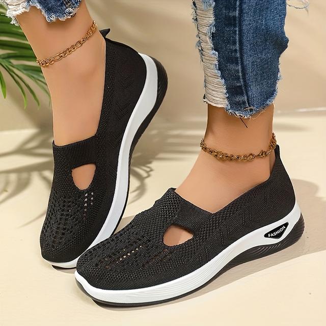 TEMU Women's Slip-on Sneakers - Breathable Knit Upper, Comfortable Low-, Casual & Athletic Wear, Travel Essentials, Casual Athletic Shoes|breathable Knit Upper|soft Sole